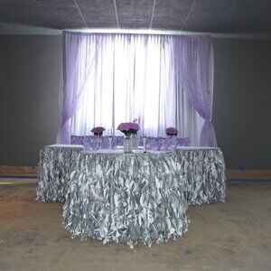 Curly Willow 17ft Table Skirt - Silver